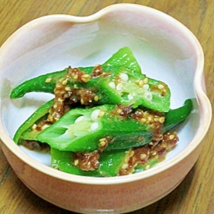 オクラの小鉢 梅わさび和え (我が家の味)